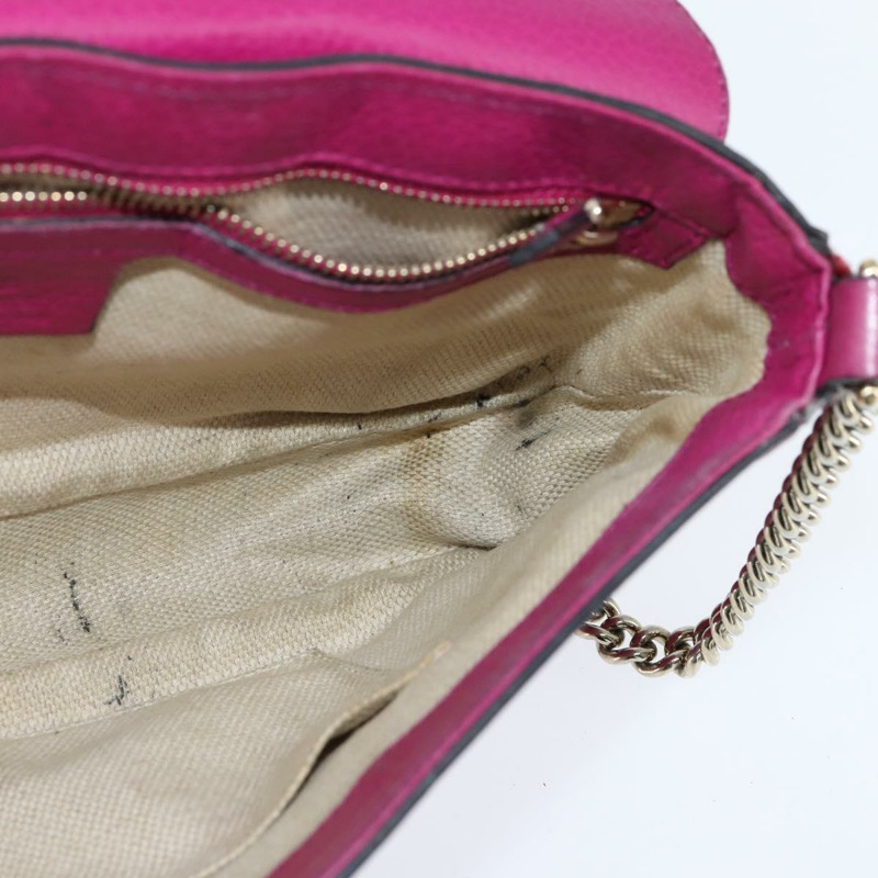 【日本直送】GUCCI Soho鏈條單肩包 皮革 粉紅色 金色 336752 正品 150086-18