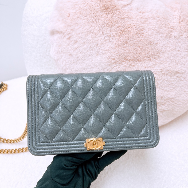 Chanel boy woc 灰色牛皮鏈條包-0