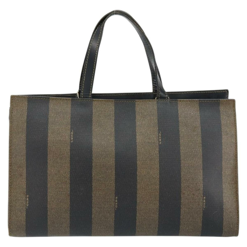 【日本直送】FENDI 胡桃色帆布手提包 PVC 黑色 棕色 金色 正品 150002-1