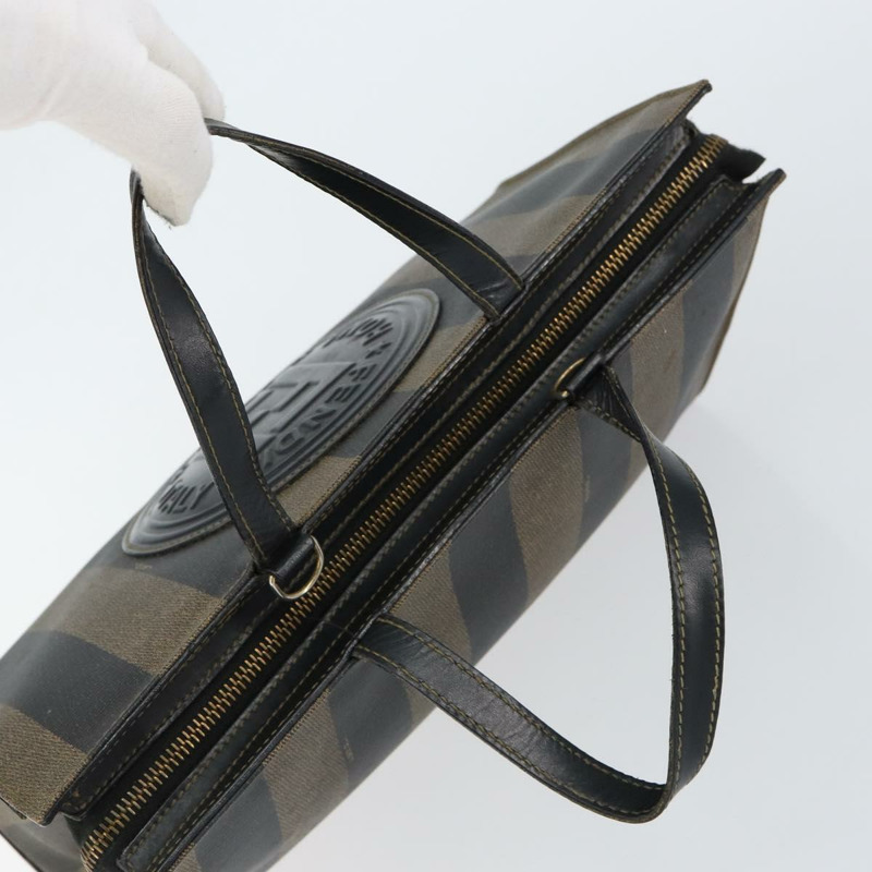 【日本直送】FENDI 胡桃色帆布手提包 PVC 黑色 棕色 金色 正品 150002-5