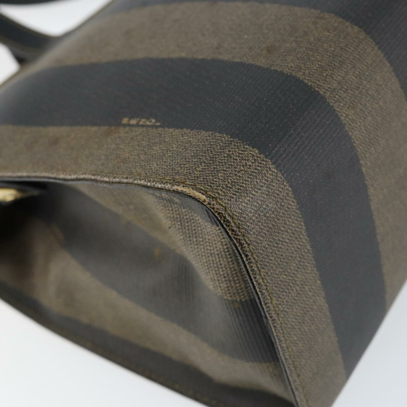【日本直送】FENDI 胡桃色帆布手提包 PVC 黑色 棕色 金色 正品 150002-15