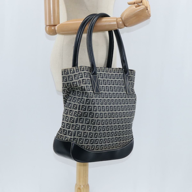 【日本直送】FENDI Zucchino帆布手提包 海軍藍 銀色 正品 150033-19