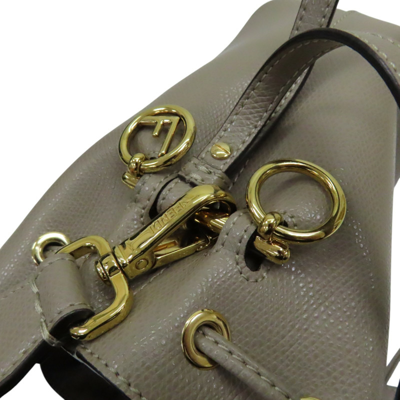 灰色 牛皮 Mon Tresor 水桶 斜背包-13