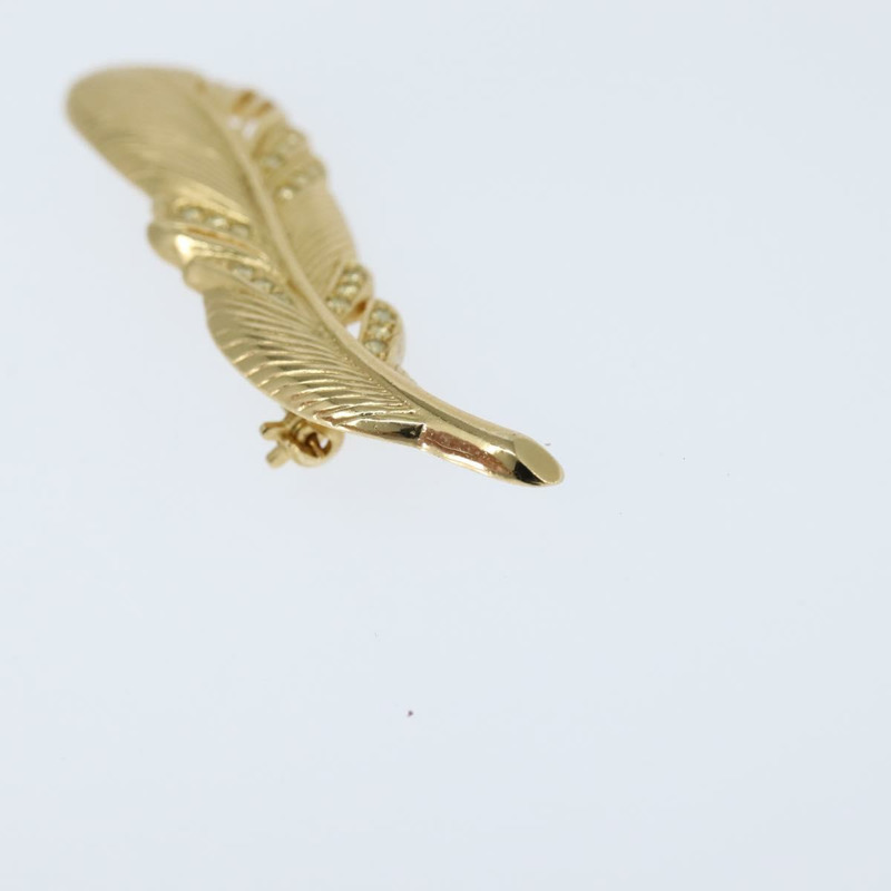 【日本直送】Christian Dior 羽毛胸針 金屬 金 Auth bs30359-4