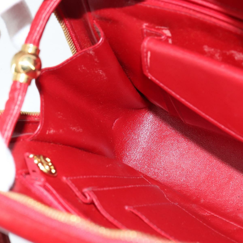 【日本直送】香奈兒 V 字縫線單肩包 羊皮 紅色 金色 CC 標誌 Auth bs30476-21