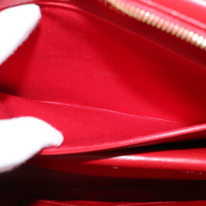 【日本直送】香奈兒 V 字縫線單肩包 羊皮 紅色 金色 CC 標誌 Auth bs30476-22