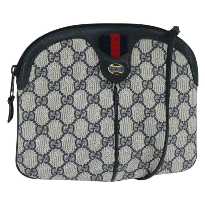 【日本直送】GUCCI GG Supreme Sherry Line 單肩包 PVC 海軍藍/金色 904 02 047 Auth bs30434-0