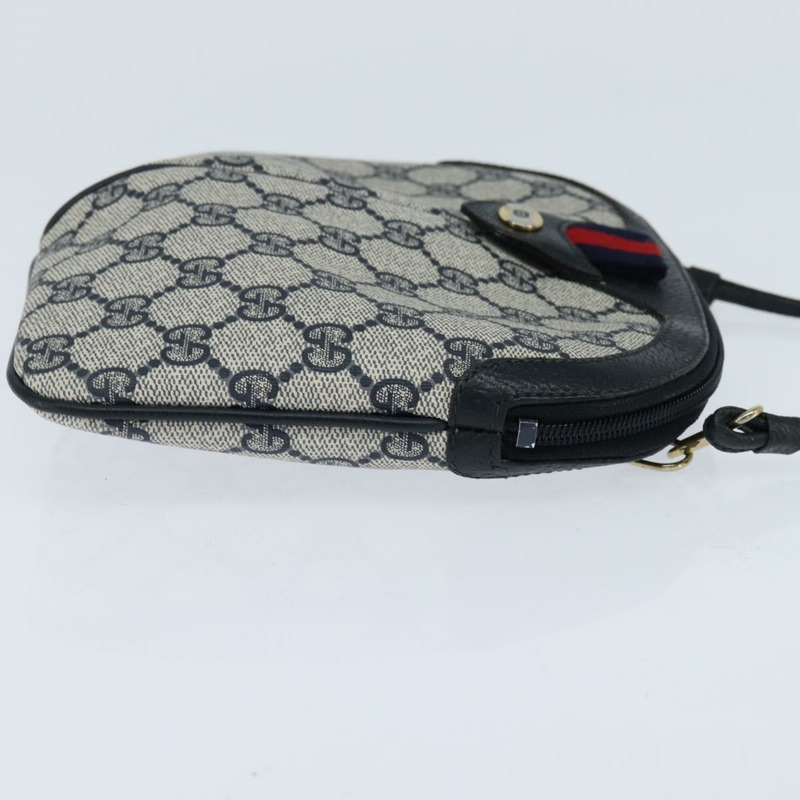 【日本直送】GUCCI GG Supreme Sherry Line 單肩包 PVC 海軍藍/金色 904 02 047 Auth bs30434-3
