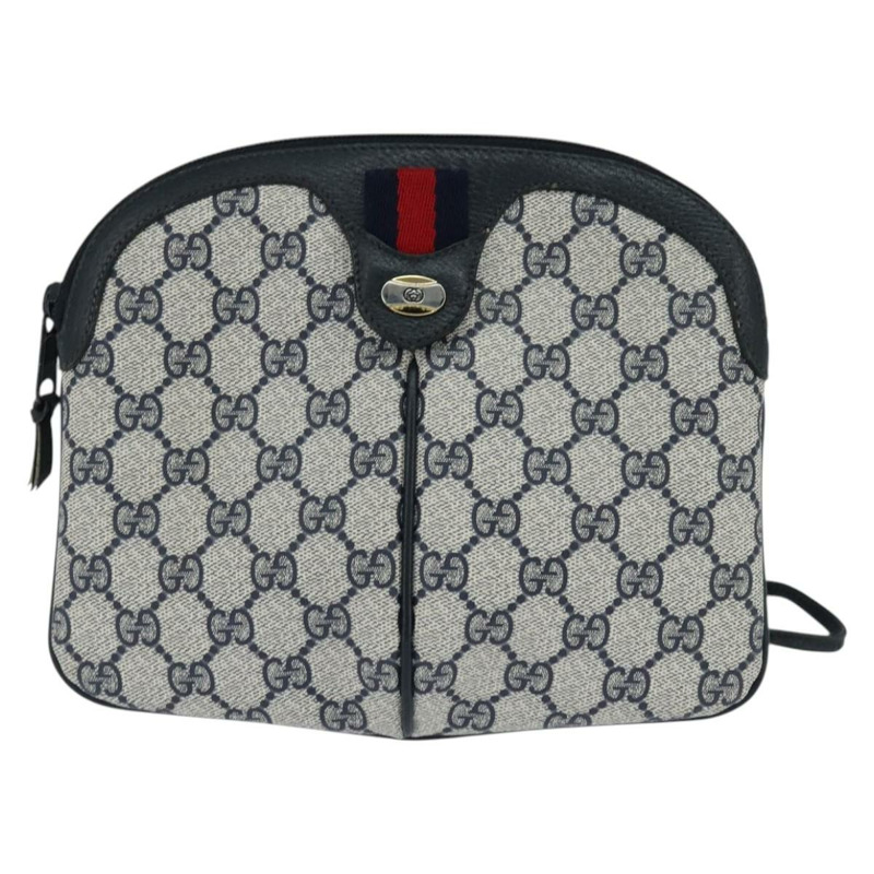 【日本直送】GUCCI GG Supreme Sherry Line 單肩包 PVC 海軍藍/金色 904 02 047 Auth bs30434-12