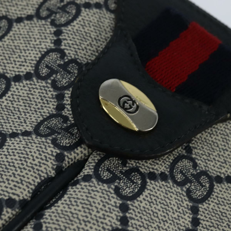 【日本直送】GUCCI GG Supreme Sherry Line 單肩包 PVC 海軍藍/金色 904 02 047 Auth bs30434-16