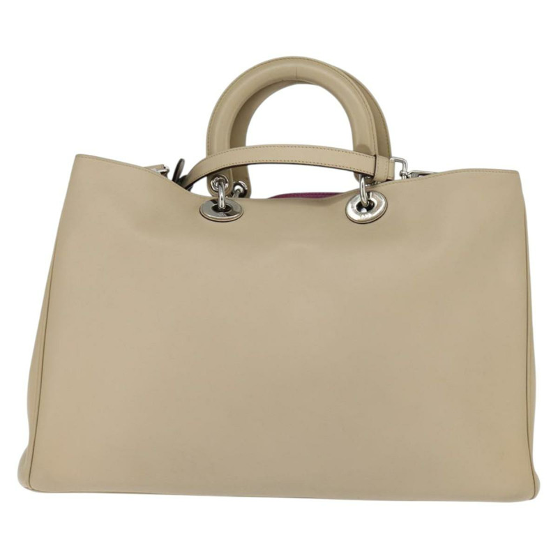 【日本直送】Christian Dior Diorissimo 手提包 皮革 2way 米色 銀色 正品 bs29767-1