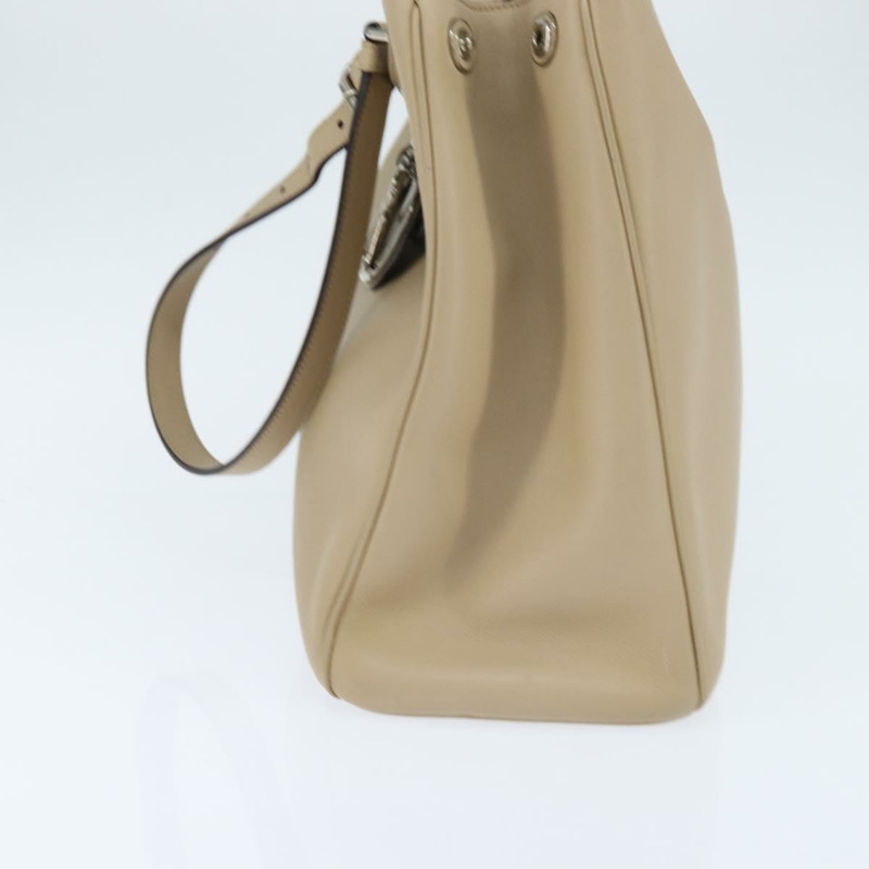 【日本直送】Christian Dior Diorissimo 手提包 皮革 2way 米色 銀色 正品 bs29767-3