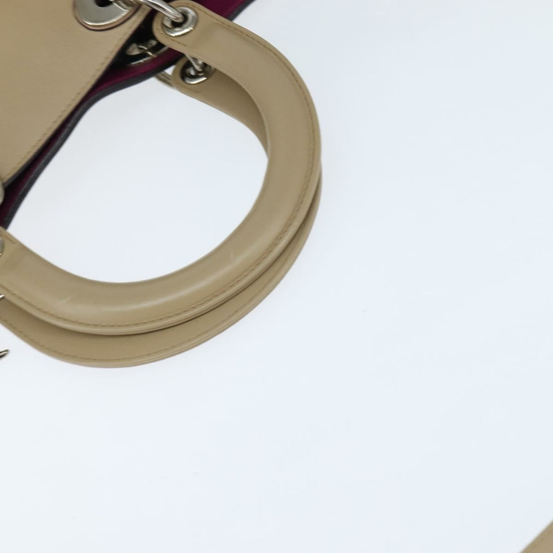 【日本直送】Christian Dior Diorissimo 手提包 皮革 2way 米色 銀色 正品 bs29767-6