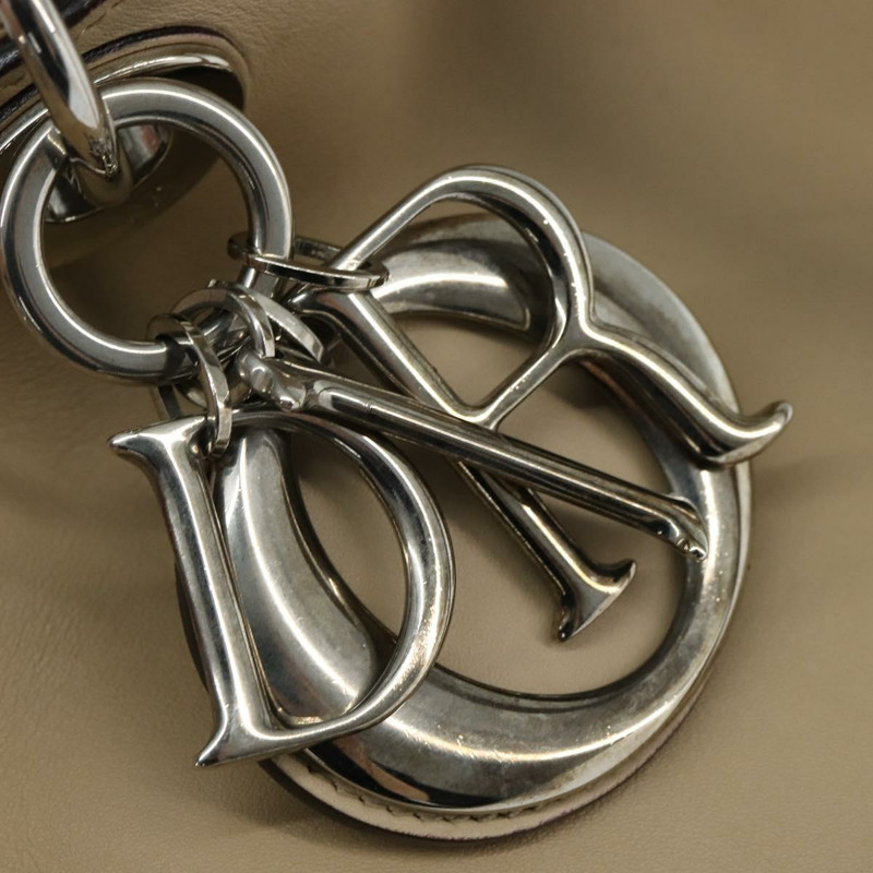 【日本直送】Christian Dior Diorissimo 手提包 皮革 2way 米色 銀色 正品 bs29767-17