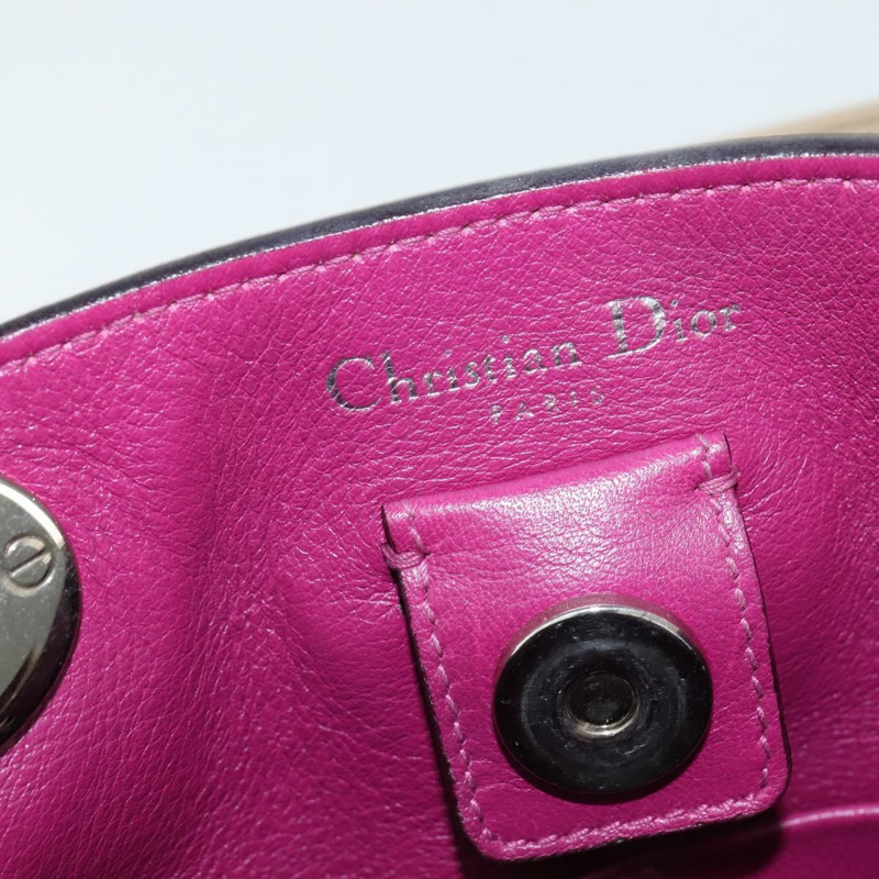 【日本直送】Christian Dior Diorissimo 手提包 皮革 2way 米色 銀色 正品 bs29767-18