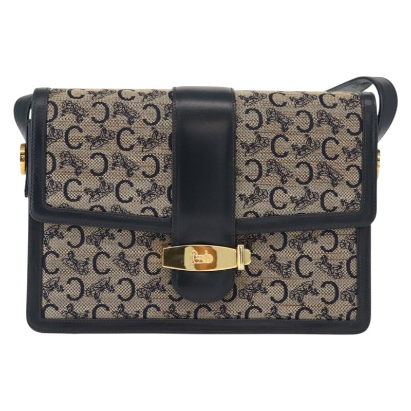 【日本直送】CELINE C Sulky 肩包 帆布 皮革 海軍藍 金色 正品 ep11628-1