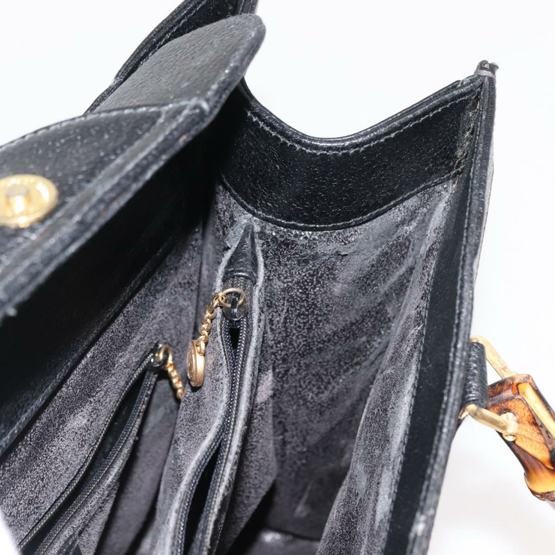 【日本直送】GUCCI 竹節手提包 皮革 黑色 金色 002 1186 0260 正品 ep11571-15