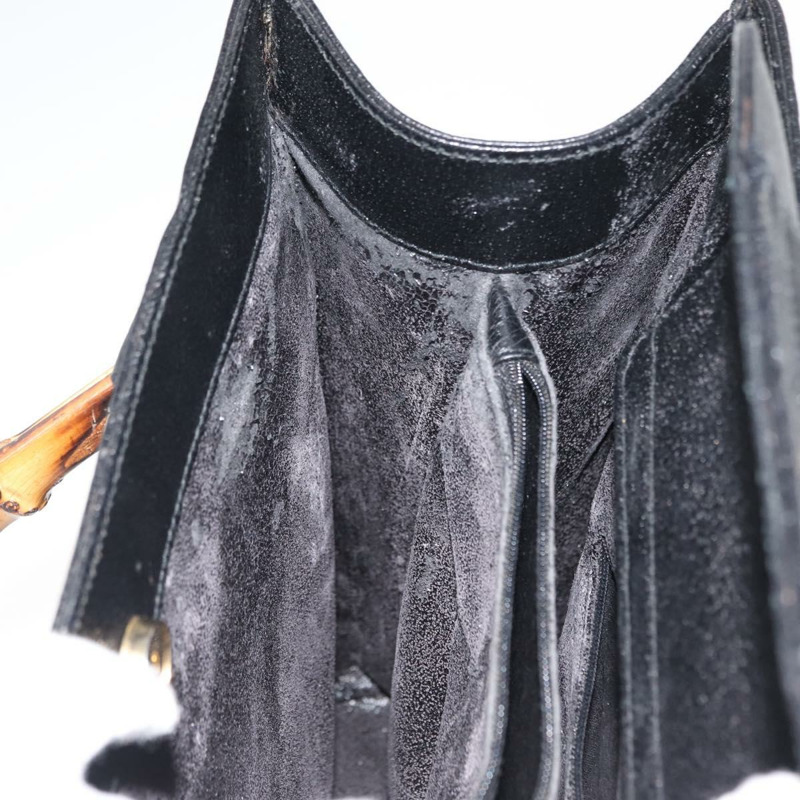 【日本直送】GUCCI 竹節手提包 皮革 黑色 金色 002 1186 0260 正品 ep11571-16