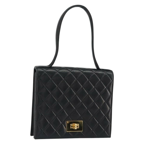 香奈兒 2.55 Matelasse 手提包，羊皮材質，黑色，金色雙C標誌，正品編號 148464