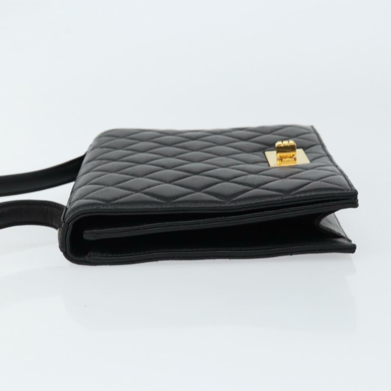 【日本直送】香奈兒 2.55 Matelasse 手提包,羊皮材質,黑色,金色雙C標誌,正品編號 148464-4