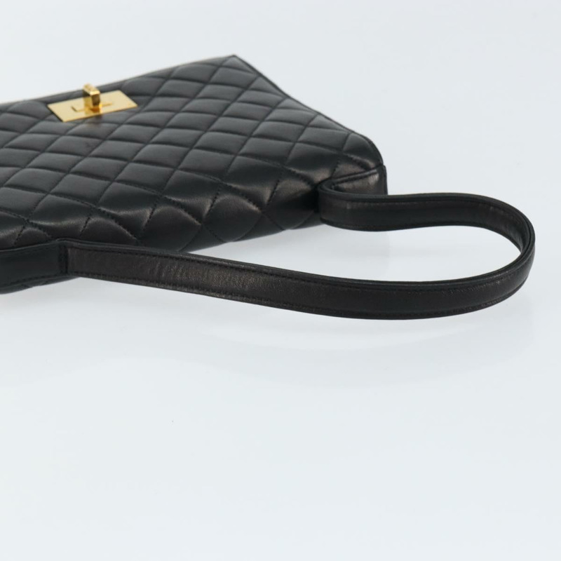 【日本直送】香奈兒 2.55 Matelasse 手提包,羊皮材質,黑色,金色雙C標誌,正品編號 148464-6