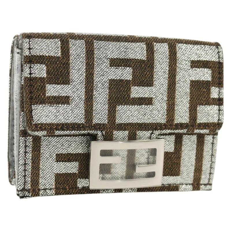 【日本直送】FENDI Zucca帆布法國皮夾 銀棕色 正品 148473M-0