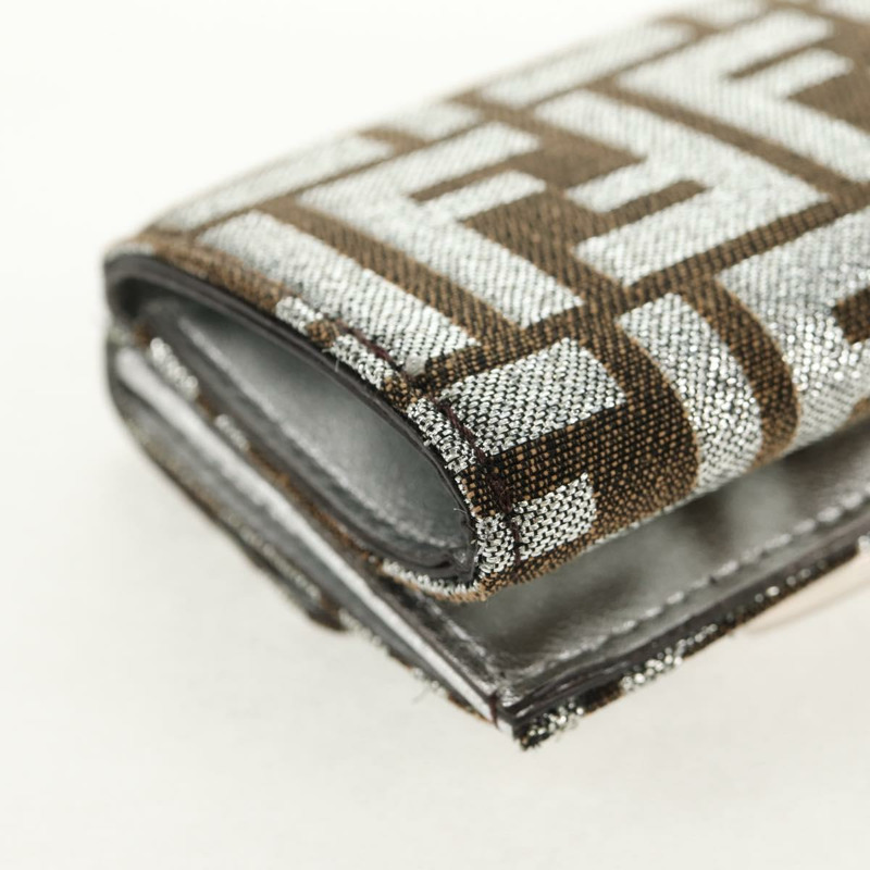 【日本直送】FENDI Zucca帆布法國皮夾 銀棕色 正品 148473M-9