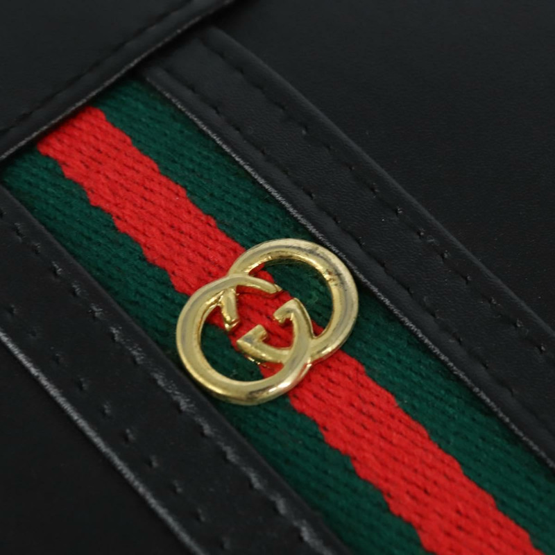【日本直送】GUCCI Web Sherry Line 公事包手提包 皮革 黑色 金色 正品 150578-13