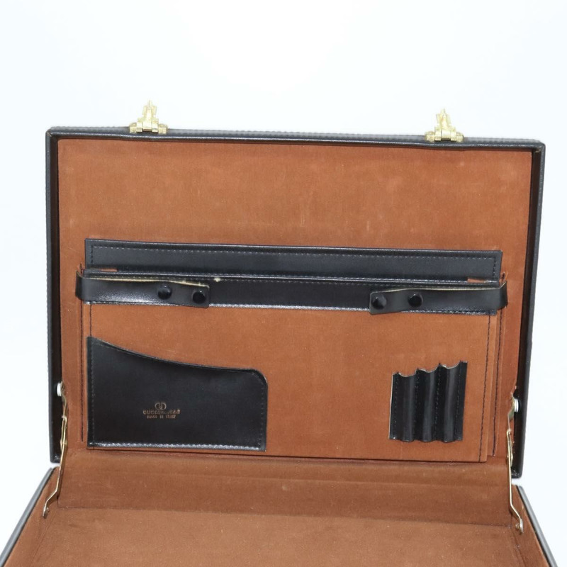 【日本直送】GUCCI Web Sherry Line 公事包手提包 皮革 黑色 金色 正品 150578-18