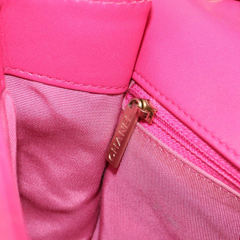 【日本直送】香奈兒迷你絎縫鏈單肩包 羊皮 粉紅色 金色 CC 標誌 Auth 150617-19