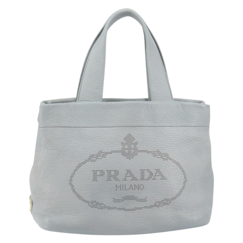 【日本直送】PRADA 小號托特包 沖孔皮革 灰色 金色 正品 bs30580-1