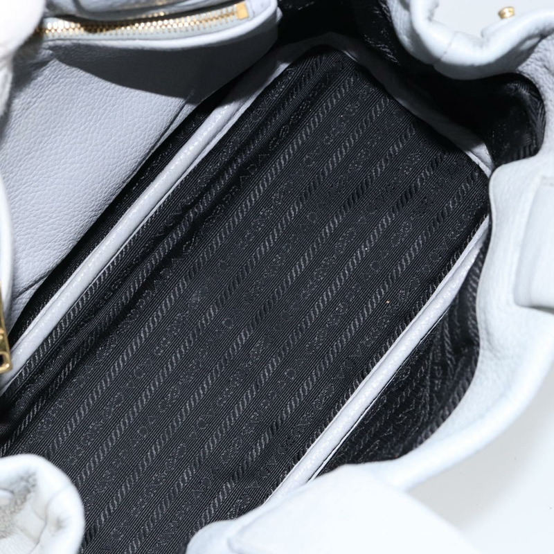 【日本直送】PRADA 小號托特包 沖孔皮革 灰色 金色 正品 bs30580-15