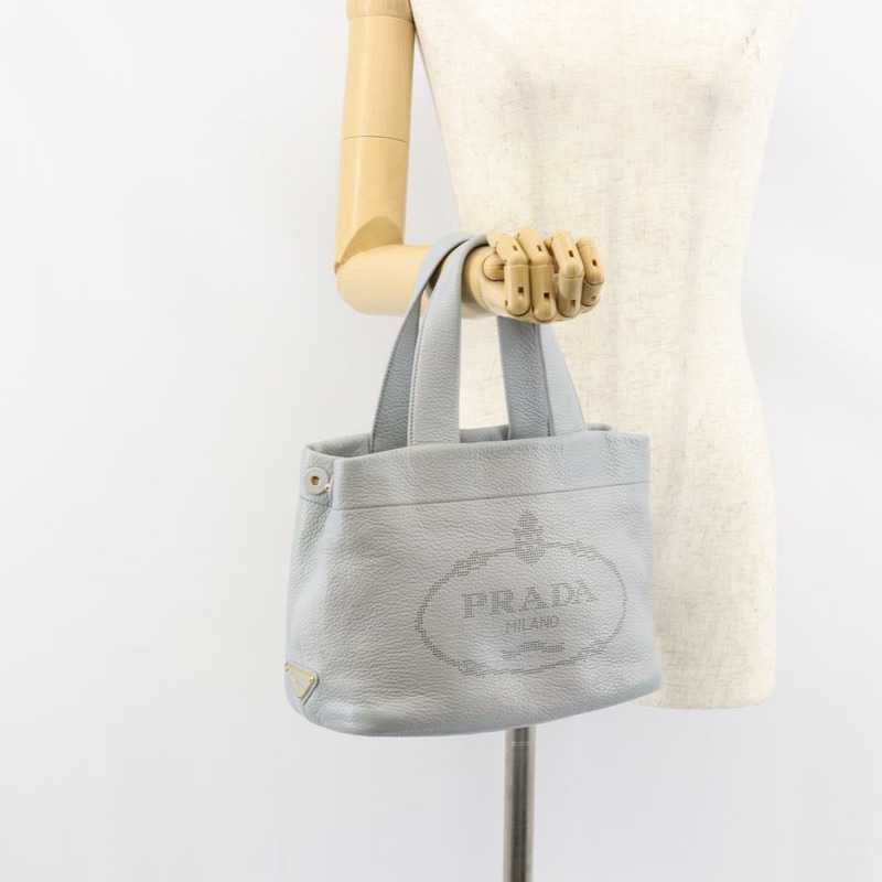 【日本直送】PRADA 小號托特包 沖孔皮革 灰色 金色 正品 bs30580-22