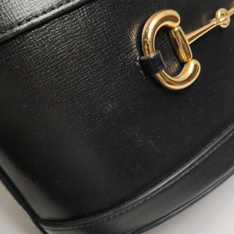 Gucci 1955小號牛皮純色馬銜扣水桶包斜挎包單肩包-14