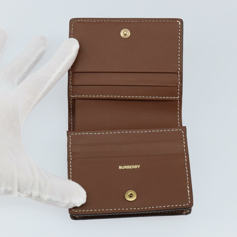 【日本直送】BURBERRY Nova 格紋雙折皮夾 皮革 棕色 金色 正品 143410-12