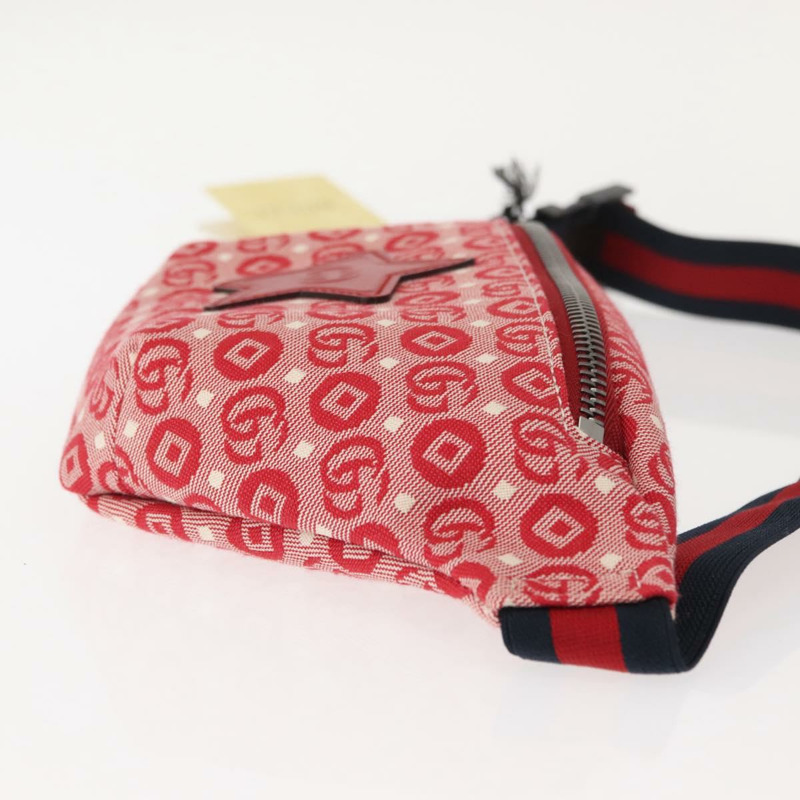 【日本直送】GUCCI Sherry Line 斜背包 帆布皮革 紅色 銀色 502095 正品 BA7468-3