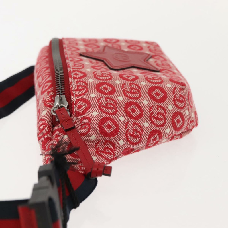 【日本直送】GUCCI Sherry Line 斜背包 帆布皮革 紅色 銀色 502095 正品 BA7468-4