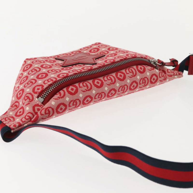 【日本直送】GUCCI Sherry Line 斜背包 帆布皮革 紅色 銀色 502095 正品 BA7468-5