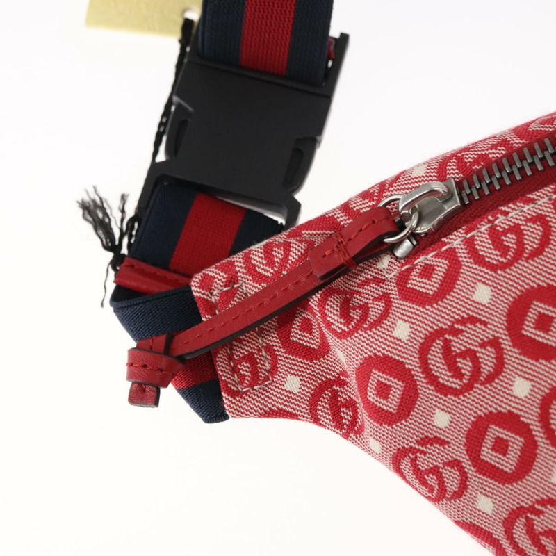 【日本直送】GUCCI Sherry Line 斜背包 帆布皮革 紅色 銀色 502095 正品 BA7468-14