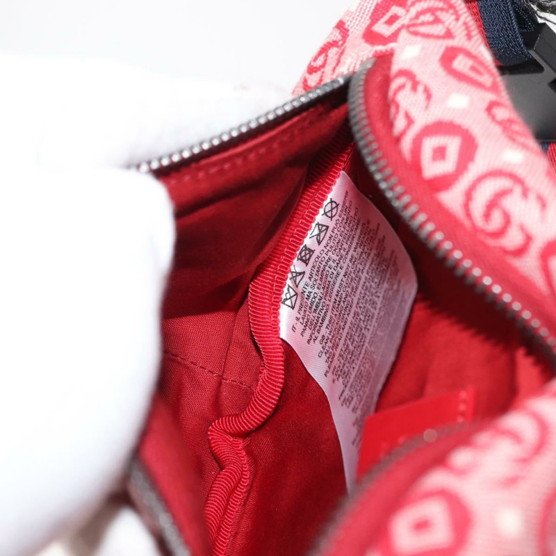 【日本直送】GUCCI Sherry Line 斜背包 帆布皮革 紅色 銀色 502095 正品 BA7468-18