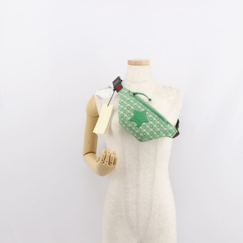 【日本直送】GUCCI 帆布皮革斜背包 綠色銀色 502095 正品 BA7469-20