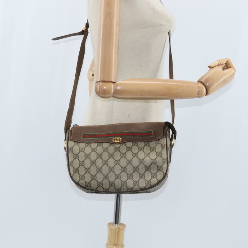 【日本直送】GUCCI GG Supreme Web Sherry Line 手提包 PVC 米色 金色 001 58 0918 正品 BA7459-20