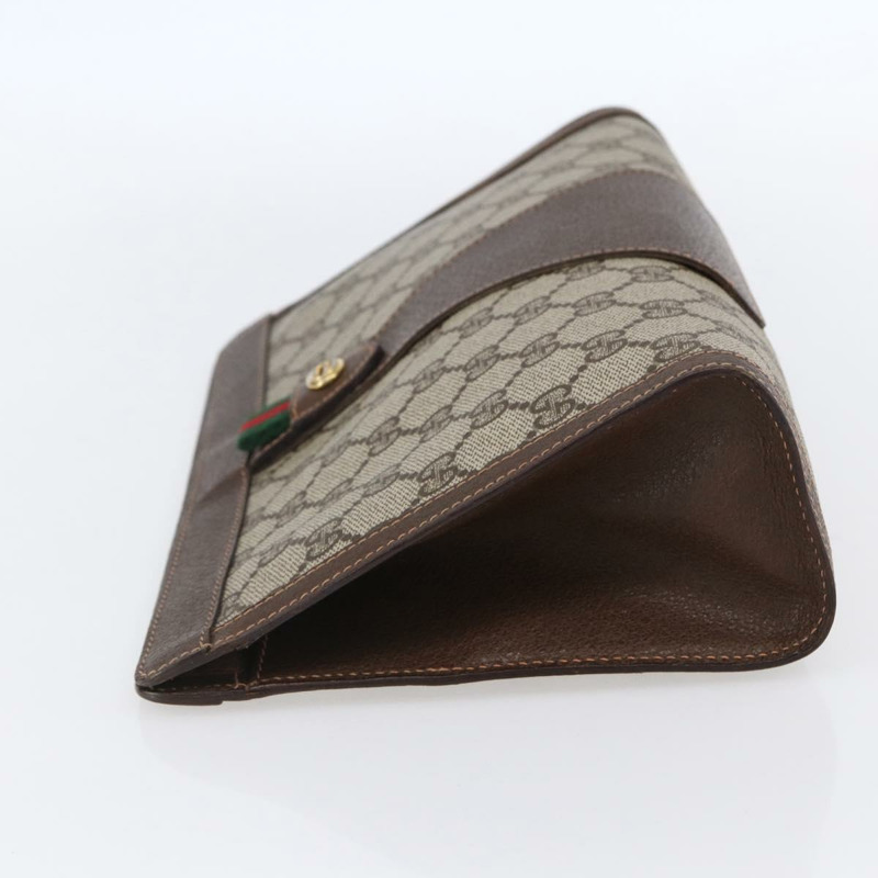 【日本直送】GUCCI GG Supreme Web Sherry Line 手拿包 PVC 米色 金色 89 01 033 正品 BA7453-3