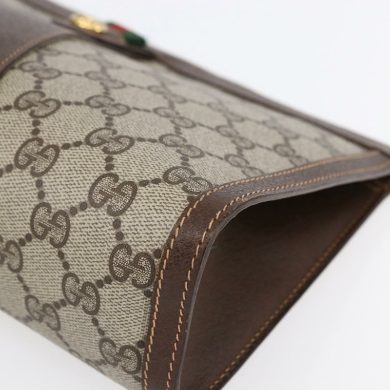 【日本直送】GUCCI GG Supreme Web Sherry Line 手拿包 PVC 米色 金色 89 01 033 正品 BA7453-7