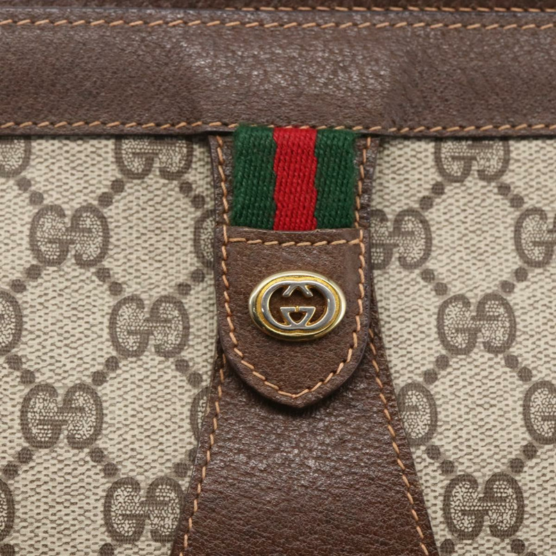 【日本直送】GUCCI GG Supreme Web Sherry Line 手拿包 PVC 米色 金色 89 01 033 正品 BA7453-11