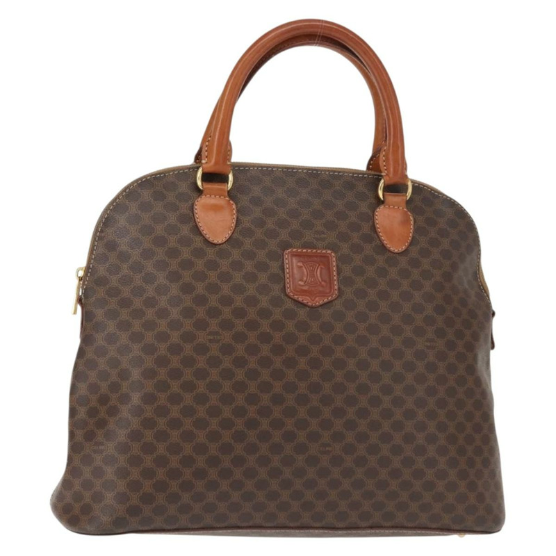 【日本直送】CELINE Macadam帆布手提包 PVC皮革 棕色 金色 正品 ki6134-0