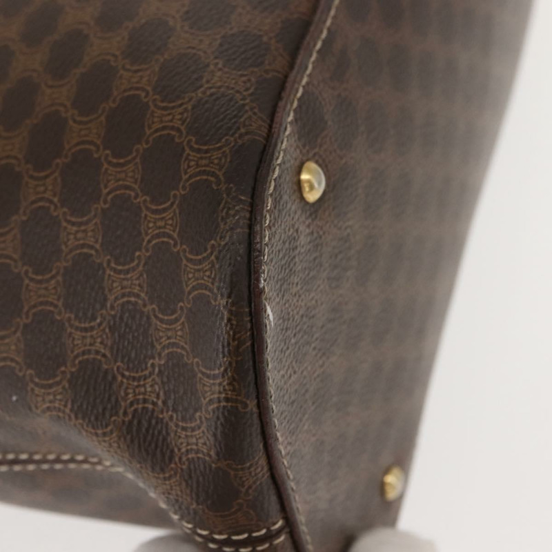 【日本直送】CELINE Macadam帆布手提包 PVC皮革 棕色 金色 正品 ki6134-9