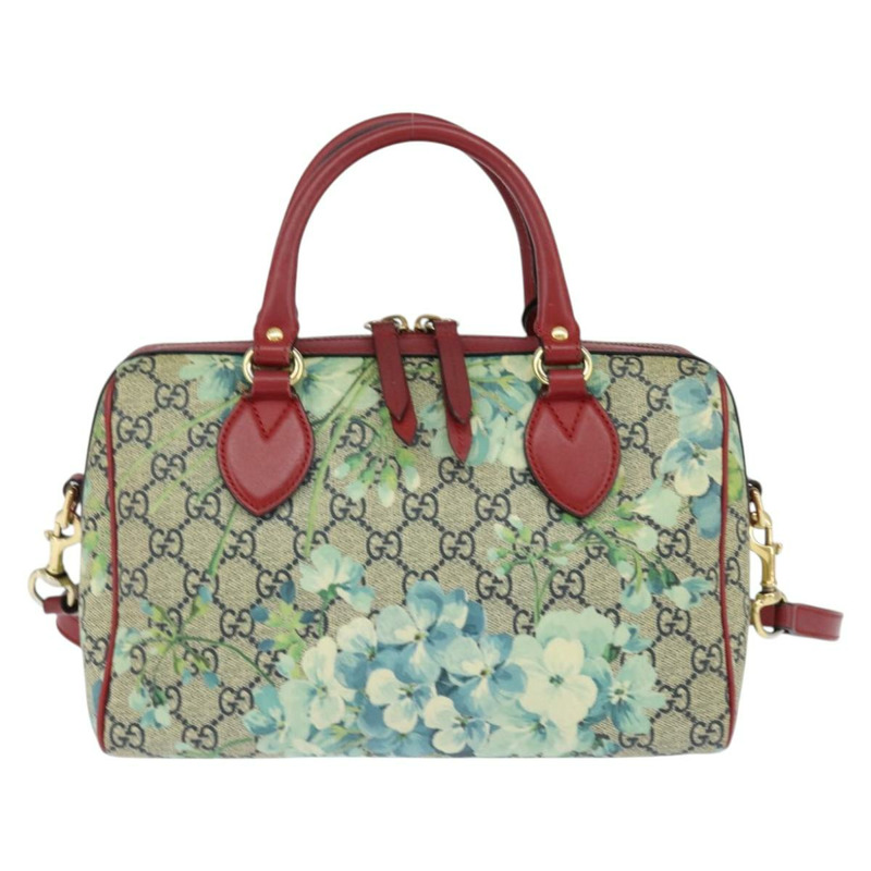 【日本直送】GUCCI GG Supreme 植物圖案手提包 PVC 兩用 米色 金色 546314 正品 150720-1