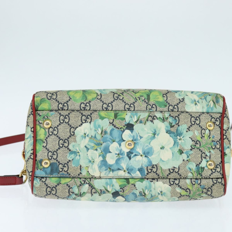 【日本直送】GUCCI GG Supreme 植物圖案手提包 PVC 兩用 米色 金色 546314 正品 150720-10