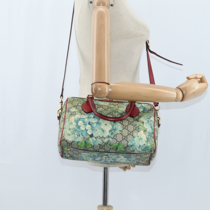 【日本直送】GUCCI GG Supreme 植物圖案手提包 PVC 兩用 米色 金色 546314 正品 150720-21